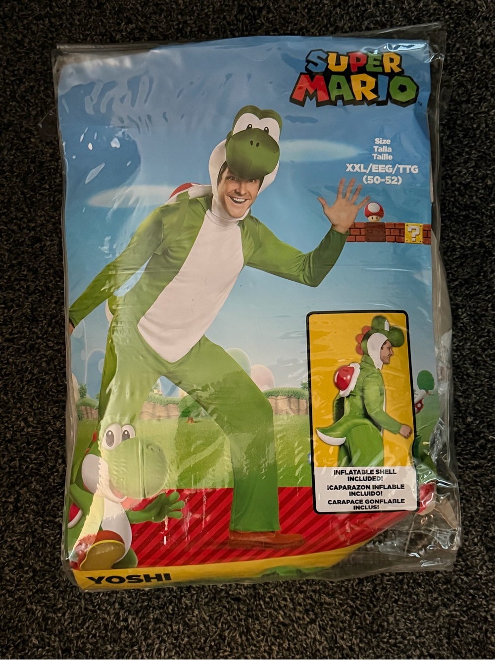 Super Mario Yoshi Deluxe Adult Halloween Costume Size XXL (50-52)